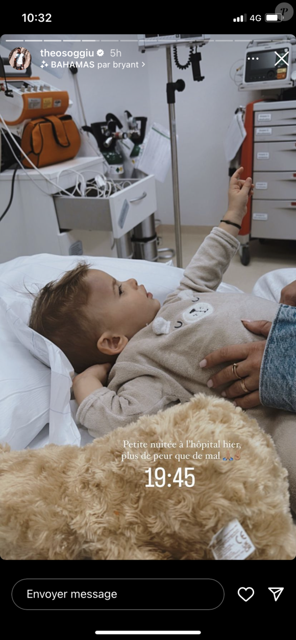 Loann (1 an), le fils de Stéphanie Durant et Théo Soggiu à l'hôpital après avoir été victime d'une grosse chute - Instagram