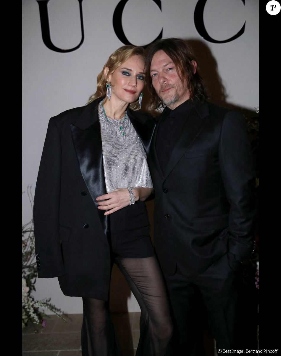Diane Kruger et son fiancé Norman Reedus (comédien) - Dîner privé pour célébrer la Collection Haute Joaillerie de Gucci à l'Hôtel Ritz dans le cadre de la Fashion Week de Paris, France, le 24 Janvier 2023. © Bertrand Rindoff / Bestimage