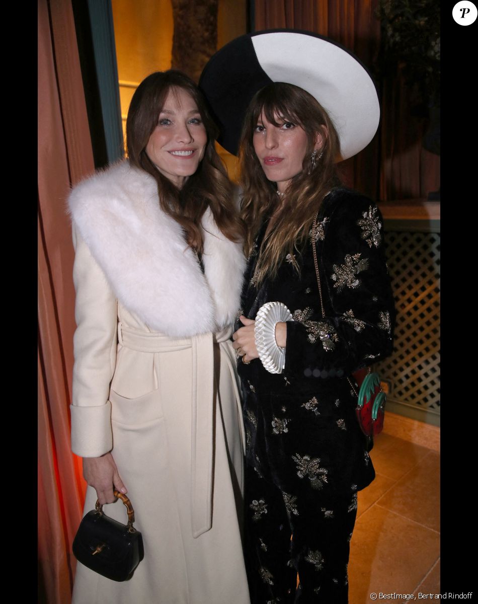 Carla Bruni - Sarkozy et Lou Doillon - Dîner privé pour célébrer la Collection Haute Joaillerie de Gucci à l'Hôtel Ritz dans le cadre de la Fashion Week de Paris, France, le 24 Janvier 2023. © Bertrand Rindoff / Bestimage