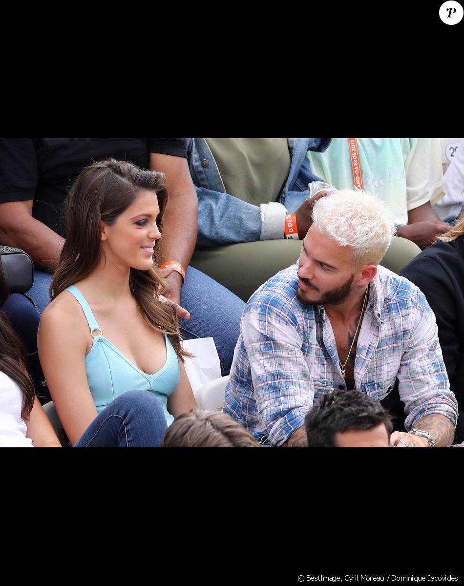 Iris Mittenaere, Miss France 2016, Miss Univers 2016 et Matt Pokora dans les tribunes des internationaux de France de Roland Garros à Paris le 30 mai 2017. © Cyril Moreau / Dominique Jacovides / Bestimage