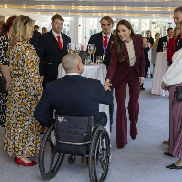 Catherine (Kate) Middleton, princesse de Galles, lors d'une réception pour l'équipe de la Ligue anglaise de rugby en fauteuil roulant au Hampton court Palace à Londres, Royaume Uni, le 19 janvier 2023. 