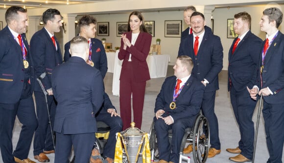 Catherine (Kate) Middleton, princesse de Galles, lors d'une réception pour l'équipe de la Ligue anglaise de rugby en fauteuil roulant au Hampton court Palace à Londres, Royaume Uni, le 19 janvier 2023. 