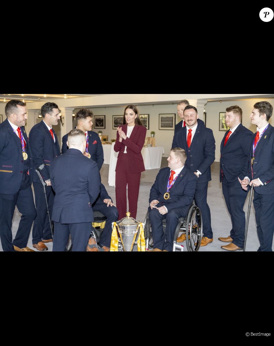 Catherine (Kate) Middleton, princesse de Galles, lors d'une réception pour l'équipe de la Ligue anglaise de rugby en fauteuil roulant au Hampton court Palace à Londres, Royaume Uni, le 19 janvier 2023.