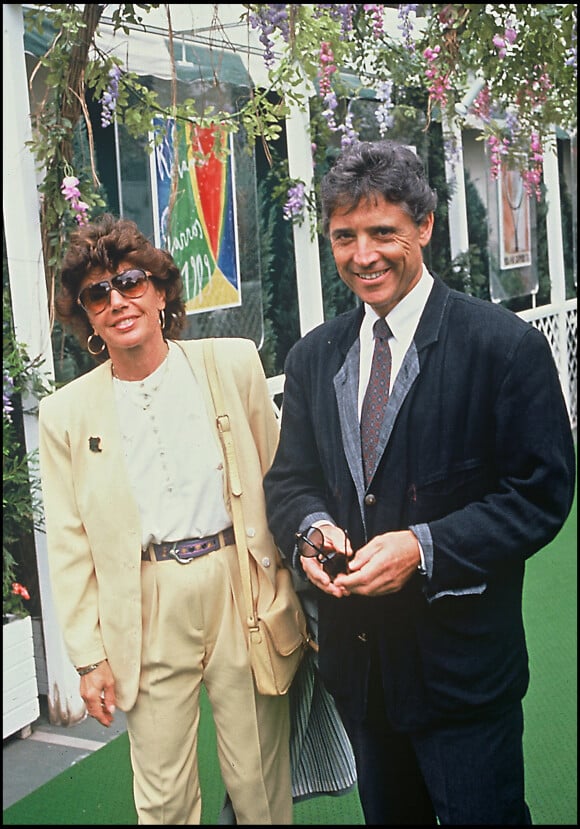 Sacha Distel et sa femme Francine à Roland-Garros en 1990