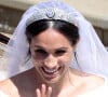 Meghan Markle, duchesse de Sussex, à la sortie de chapelle St. George au château de Windsor - Sortie après la cérémonie de mariage du prince Harry et de Meghan Markle en la chapelle Saint-George au château de Windsor, Royaume Uni, le 19 mai 2018. 