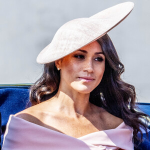 Meghan Markle, duchesse de Sussex - Les membres de la famille royale britannique lors du rassemblement militaire "Trooping the Colour" (le "salut aux couleurs"), célébrant l'anniversaire officiel du souverain britannique. Cette parade a lieu à Horse Guards Parade, chaque année au cours du deuxième samedi du mois de juin. Londres, le 9 juin 2018. 