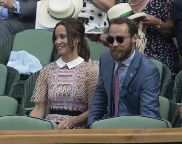 Pippa Middleton et son frère James Middleton au tournoi de tennis de Wimbledon à Londres, Royaume Uni, le 5 juillet 2017. <br /><br />