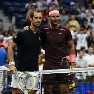 Rafael Nadal bat Richard Gasquet (6-0, 6-1, 7-5) au troisième tour de l'US Open au USTA Billie Jean King National Tennis Center à New York City, New York, Etats-Unis, le 3 septembre 2022.