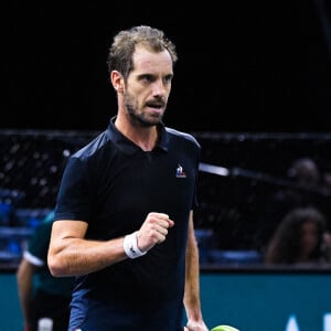 Attitude - Joie de Richard Gasquet ( FRA ) Les champions s'affrontent lors du tournoi de tennis Rolex Paris Masters (29 octobre - 6 novembre 2022), le 31 octobre 2022. © Federico Pestellini / Panoramic / Bestimage