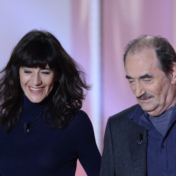 Romane Bohringer et son père Richard Bohringer - Enregistrement de l'émission "Vivement Dimanche" à Paris le 25 novembre 2015.