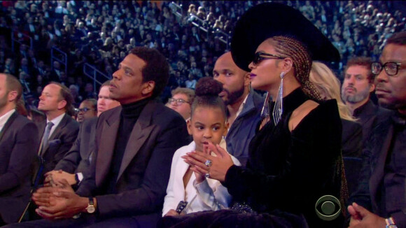 Beyoncé et Jay-Z et leur fille Blue Ivy lors de la 60ème soirée annuelle des Grammy Awards au Madison Square Garden à New York City, New York, etats-Unis, le 28 janvier 2018.