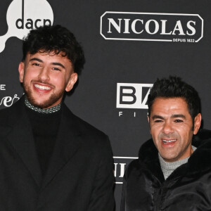 Riadh Belaiche (Just Riadh) et Jamel Debbouze - Première du film "À la belle étoile" au cinéma Le Grand Rex à Paris le 9 février 2023. © Coadic Guirec/Bestimage