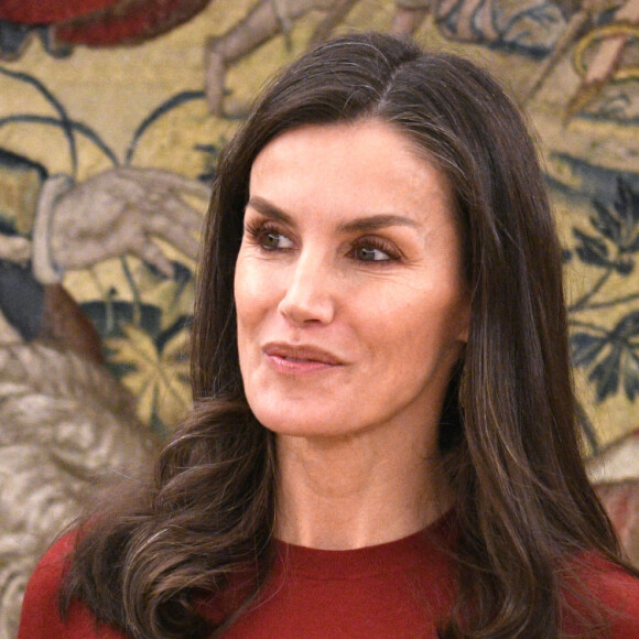 La reine Letizia d'Espagne lors d'une audience au Palais de la Zarzuela à Madrid le 15 février 2023. 