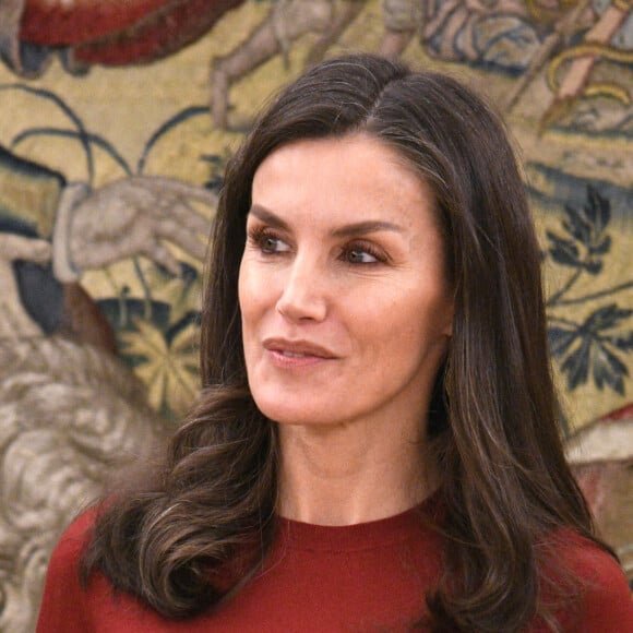 La reine Letizia d'Espagne lors d'une audience au Palais de la Zarzuela à Madrid le 15 février 2023. 