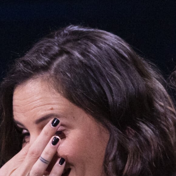 Exclusif - Laure Manaudou et son mari Jérémy Frérot - Enregistrement de l'émission "La Chanson secrète 11" à Paris, diffusée le 24 juin sur TF1. Le 18 janvier 2022  © Cyril Moreau / Bestimage 
