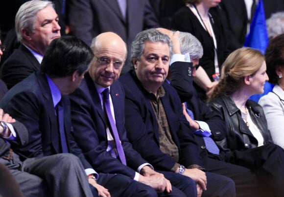 Alain Juppé et Christian Clavier le 11 mars 2012, au meeting de Nicolas Sarkozy à Villepinte.