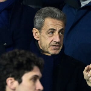 Nicolas Sarkozy - Match de 8ème de finale aller de la Ligue Des Champions 2023 (LDC) "PSG - Bayern Munich (0-1)" au Parc Des Princes, le 14 février 2023. 