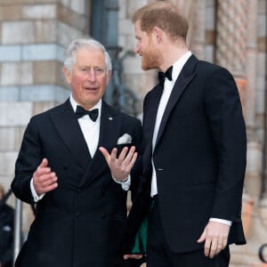 Le prince Charles, prince de Galles, le prince Harry, duc de Sussex, à la première de la série Netflix "Our Planet" au Musée d'Histoires Naturelles à Londres, le 4 avril 2019. 