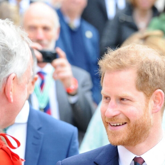 Le prince Harry lors du déjeuner "Lord Mayor's Big Curry Lunch" au Guildhall à Londres le 4 avril 2019. 
