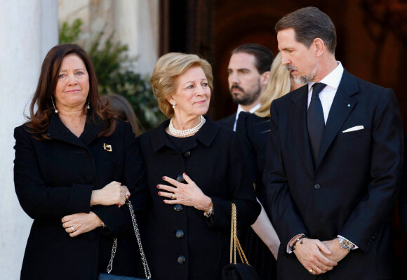 Des membres de la famille royale d'Espagne à la messe d'hommage à Constantin de Grèce à la cathédrale d'Athènes, le 18 février 2023. 