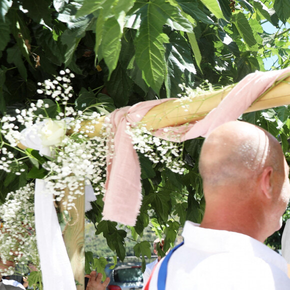 Exclusif - Mariage civil de Christine Bravo et Stéphane Bachot devant la mairie de Occhiatana en Corse le 11 Juin 2022 © Dominique Jacovides / Bestimage