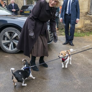 Camilla Parker Bowles, reine consort d'Angleterre, plante un arbre dans le cadre de l'initiative "Queen's Green Canopy" lors d'une visite à Lacock, le 25 janvier 2023. La souveraine a rencontré des représentants de la communauté à l'Eglise St Cyriac. C'est en cette Eglise que le mariage de Laura Parker Bowles, la fille de la reine consort, avait été célébré en 2006. 