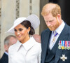 Le couple serait "choqué" et "furieux". 
Le prince Harry, duc de Sussex, et Meghan Markle, duchesse de Sussex - Les membres de la famille royale et les invités lors de la messe célébrée à la cathédrale Saint-Paul de Londres, dans le cadre du jubilé de platine (70 ans de règne) de la reine Elisabeth II d'Angleterre. Londres, le 3 juin 2022. 