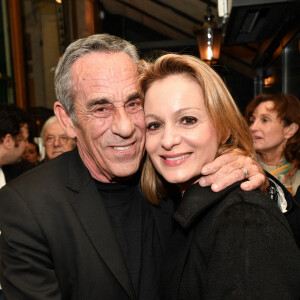 Exclusif - Thierry Ardisson et sa femme Audrey Crespo-Mara - Laurent Baffie fête son succès littéraire "1 Million de livres vendus" aux Deux Magots à Paris le 8 mars 2023. © Veeren/Bestimage 