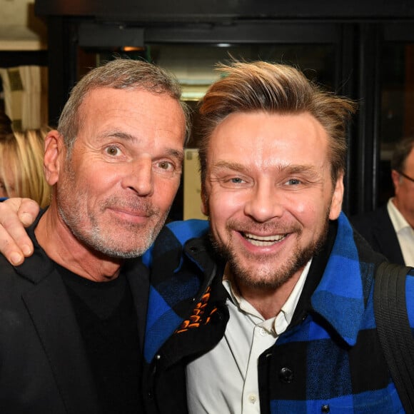 Exclusif - Laurent Baffie et Jean-Philippe Janssens (Jeanfi Janssens) - Laurent Baffie fête son succès littéraire "1 Million de livres vendus" à la brasserie Les Deux Magots à Paris, France, le 8 mars 2023. © Veeren/Bestimage 