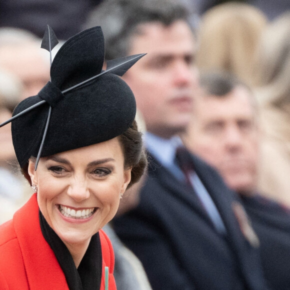 Catherine Kate Middleton, princesse de Galles en visite au "1st Battalion Welsh Guards at Combermere Barracks "à Windsor, à l'occasion de la Saint-David le 1er mars 2023. 