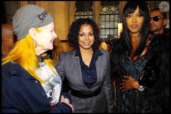 Vivienne Westwood, Janet Jackson et Naomi Campbell, le 21 février 2010 à Londres