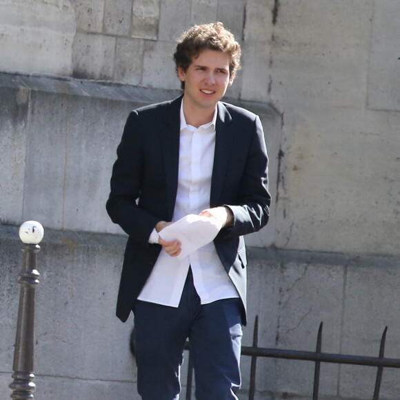 François Poivre d'Arvor (fils de Claire Chazal) - Obsèques de Josette Chazal, la mère de Claire Chazal, en l'église Notre Dame d'Auteuil à Paris, le 14 avril 2015. 