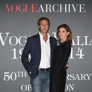 Le prince Emmanuel Philibert de Savoie et Clotilde Courau (princesse de Savoie) - Photocall de la soirée "Vogue 50 Archive" à Milan. Le 21 septembre 2014 
