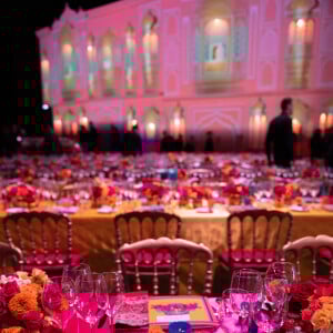 Illustrations de la décoration du Bal de la Rose 2023, imaginée par Christian Louboutin, sur le thème "Bollywood" à la Salle des Etoiles le 23 mars 2023. © Olivier Huitel / Pool / Bestimage 