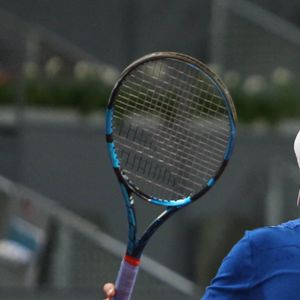 Match "Stefanos Tsitsipas - Lucas Pouille (6/3 - 6/4)" lors du tournoi de Mutua Madrid Open 2022, le 4 mai 2022.