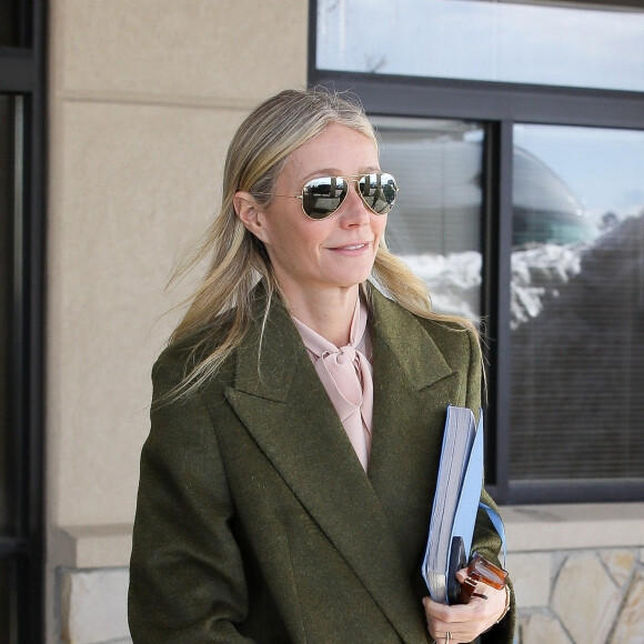 Gwyneth Paltrow est jugée devant le tribunal du troisième district de Park City (Utah), le 28 mars 2023, lors du troisième jour de son procès. 
