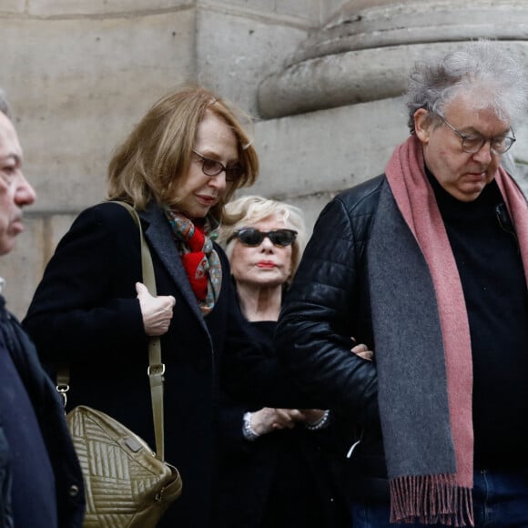 Nathalie Baye, Sophie Darel et Dominique Besnehard - Obsèques de Marion Game en l'église Saint Roch à Paris, le 31 mars 2023. © Christophe Clovis/Bestimage