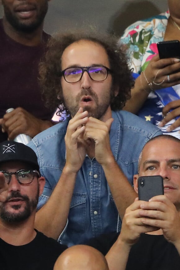 Élodie Bouchez Bangalter et son mari Thomas Bangalter du Groupe Daft Punk et leurs enfants dans les tribunes lors de la Ligue des nations opposant la France aux Pays-Bas, au Stade de France, à Saint-Denis, Seine Saint-Denis, France, le 9 septembre 2018. La France a gagné 2-1. © Cyril Moreau/Bestimage 