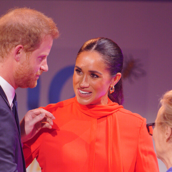Le prince Harry, duc de Sussex et Meghan Markle, duchesse de Sussex, lors du "One Young World Summit 2022" à Manchester, le 5 septembre 2022. 