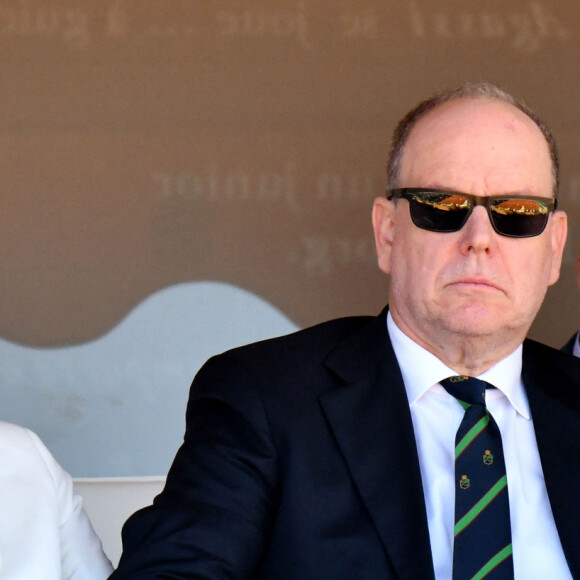 La princesse Charlene de Monaco, le prince Albert II de Monaco, Sean Wittstock -  La famille princière de Monaco assiste à la finale homme du du tournoi Rolex Monte Carlo Masters 2023 à Roquebrune-Cap-Martinle 16 avril 2023. En s'imposant devant Holger Rune (5-7, 6-2, 7-5), Andrey Rublev a décroché son tout premier Masters 1000. © Bruno Bebert/Bestimage 