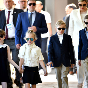 La princesse Charlene de Monaco, et ses enfants le prince Jacques et la princesse Gabriella, Sean Wittstock avec sa femme Chantell Violet Serfontein et ses enfants, son fils Raigen et sa fille Aiva Grace - La famille princière de Monaco assiste à la finale homme du du tournoi Rolex Monte Carlo Masters 2023 à Roquebrune-Cap-Martinle 16 avril 2023. En s'imposant devant Holger Rune (5-7, 6-2, 7-5), Andrey Rublev a décroché son tout premier Masters 1000. © Bruno Bebert/Bestimage 