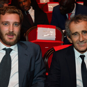 Pierre Casiraghi et Alain Prost, récompensé pour l'ensemble de sa carrière, Prix de la légende 2019, durant la soirée des Sportel Awards 2019 au Grimaldi Forum à Monaco le 22 octobre 2019. Les Sportel Awards visent à récompenser les plus belles images de sport de l'année dans le cadre du Sportel qui est un salon international du sport et des médias qui se déroule sur 3 jours en Principauté. © Bruno Bebert/Bestimage