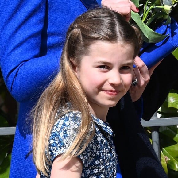 La princesse Charlotte a célébré ses 8 ans. 
La princesse Charlotte de Galles - La famille royale du Royaume Uni arrive pour assister à la messe de Pâques à la chapelle Saint Georges au château de Windsor. 