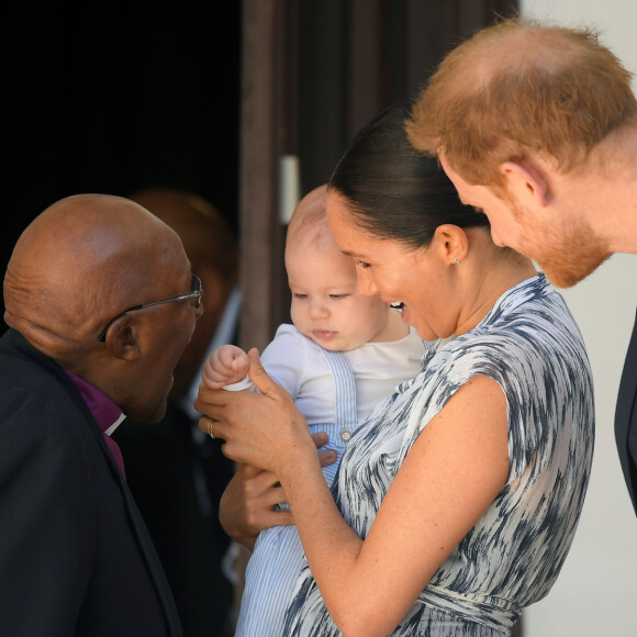 Le prince Harry, duc de Sussex, et Meghan Markle, duchesse de Sussex, avec leur fils Archie ont rencontré l'archevêque Desmond Tutu et sa femme à Cape Town, Afrique du Sud. Le 25 septembre 2019 
