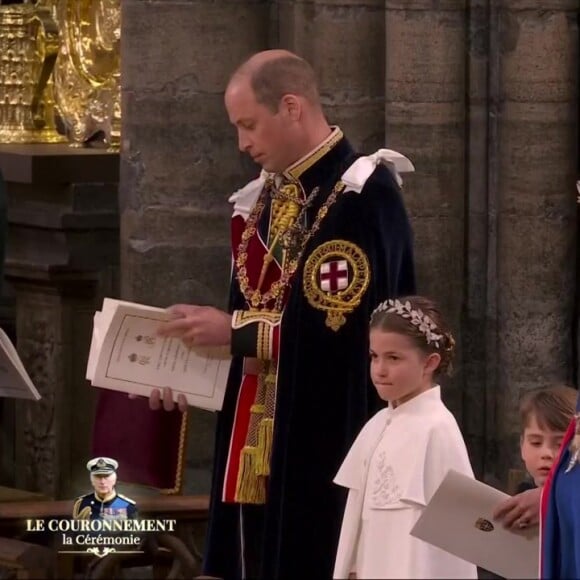 La princesse Charlotte arbore pour la première fois une tiare, copie conforme de sa maman Kate Middleton, lors du couronnement historique de Charles III ce samedi 6 mai 2023 en l'Abbaye Westminster à Londres