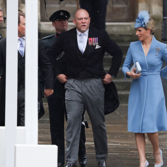 Mike Tindall et Zara Phillips (Zara Tindall), lors de la cérémonie de couronnement du roi d'Angleterre à Londres, Royaume Uni, le 6 mai 2023. 