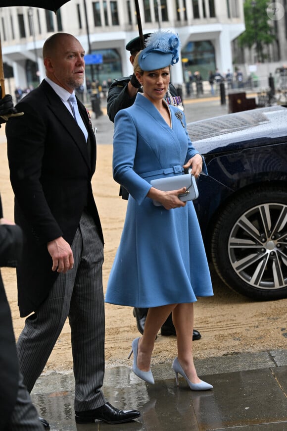 Zara Phillips (Zara Tindall) et Mike Tindall - Les invités arrivent à la cérémonie de couronnement du roi d'Angleterre à l'abbaye de Westminster de Londres, Royaume Uni, le 6 mai 2023 