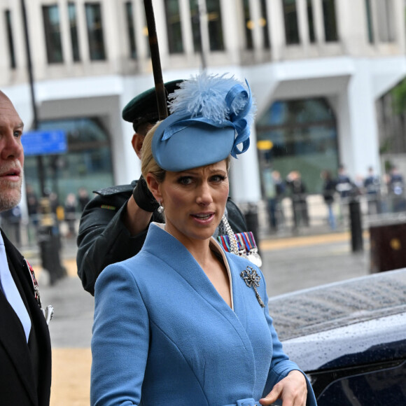 Zara Phillips (Zara Tindall) et Mike Tindall - Les invités arrivent à la cérémonie de couronnement du roi d'Angleterre à l'abbaye de Westminster de Londres, Royaume Uni, le 6 mai 2023 