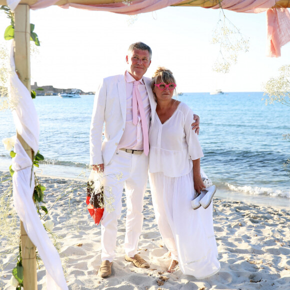 Exclusif - Soirée du mariage de Christine Bravo et Stéphane Bachot sur la plage du restaurant Marinella à l'Ile Rousse en Corse le 11 Juin 2022 © Dominique Jacovides / Bestimage