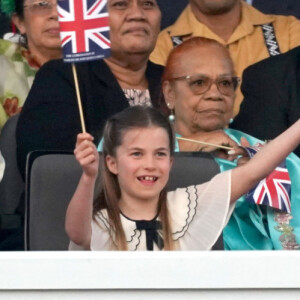 Lors du concert organisé dans le cadre des festivités, elle n'a pas caché son enthousiasme
Catherine (Kate) Middleton, princesse de Galles, la princesse Charlotte de Galles, le prince George de Galles au concert du couronnement du roi et de la reine dans l'enceinte du château de Windsor, Royaume Uni, le 7 mai 2023.